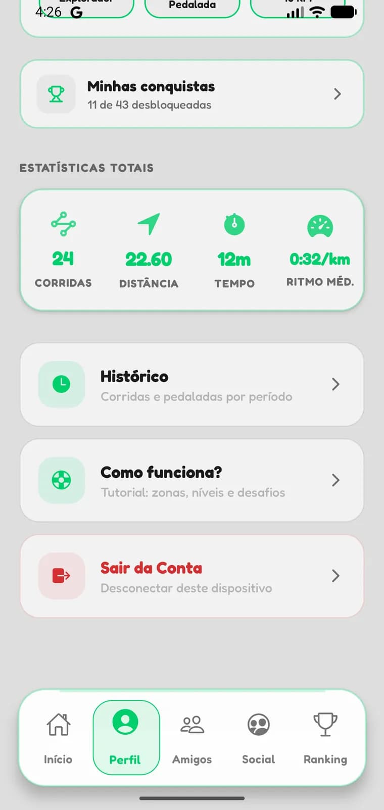 Runex — Conquistas no perfil